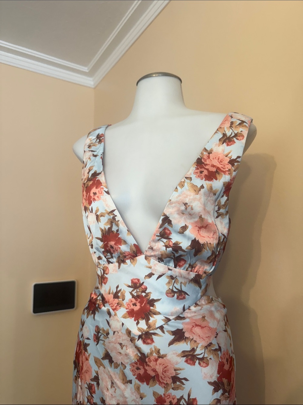 Hello Molly US 6 Light Blue Floral V-Neck Maxi Dress - Picture 5 of 10